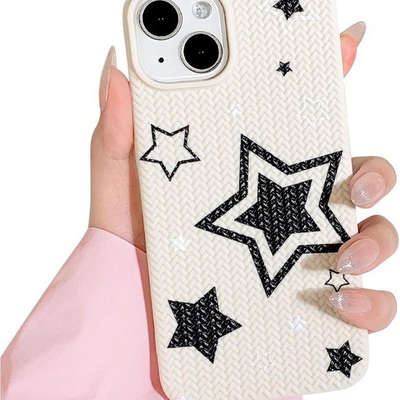 5for$10 Textured iPhone 15 Phone Case Braid Shockproof Phone Case Black Star - Picture 7 of 10
